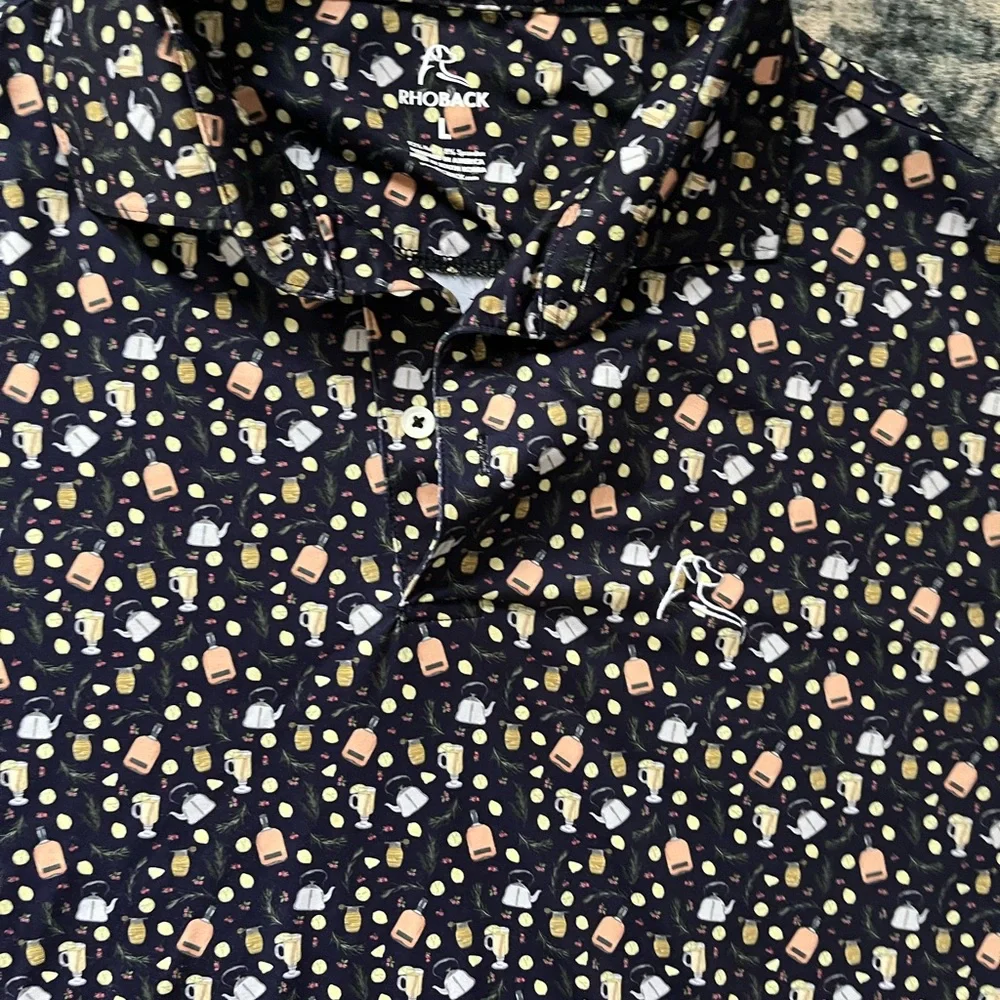 Rhoback golf polo lemons, honey, cocktails, whiskey bottle, & lemons 🍋🍯🥃 - Picture 3 of 3